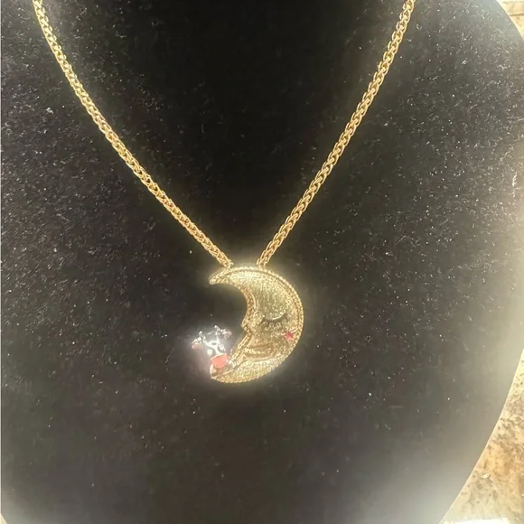 Betsey Johnson Heavens to Betsey Cow Jumped Over the Moon Necklace Celestial - Picture 2 of 8